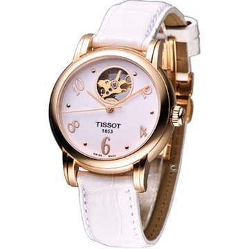 天梭 tissot 心媛系列镀金皮带机械女表 t050.207.36.017.00