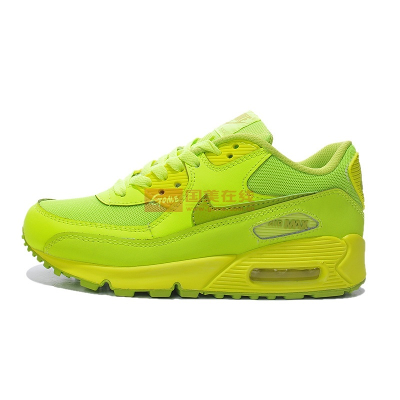 nike耐克airmax90女鞋荧光色气垫增高跑步鞋345017601荧光绿37