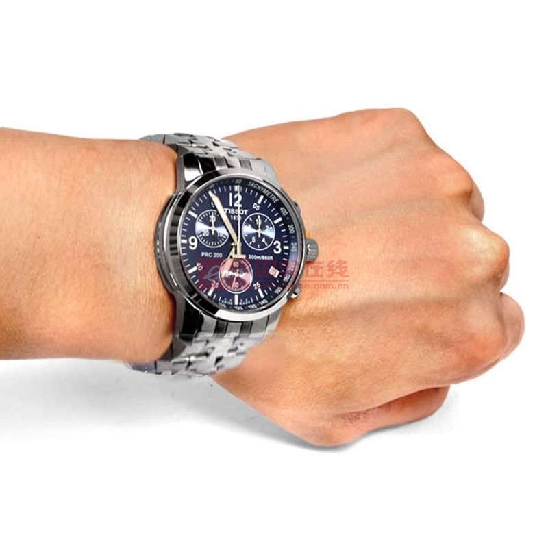 tissot瑞士天梭prc200系列经典款运动石英男表钢带休闲商务男士手表