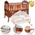 呵宝婴儿床实木环保油漆多功能儿童床宝宝BB床摇篮床好孩子必备(栗棕色-裸床)第4张高清大图