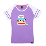 PaulFrank 大嘴猴夏装新款圆领短袖T恤女PSD52CE6033(戴帽-浅紫色 XL)