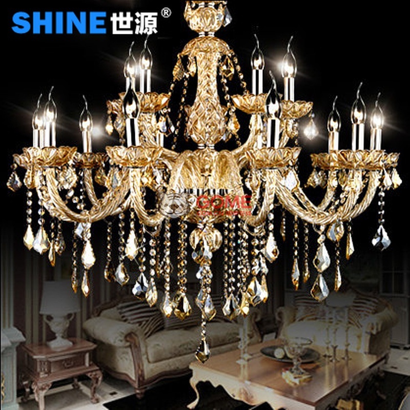 世源蜡烛水晶吊灯欧式灯具创意餐厅灯美式客厅灯田园卧室灯饰7210(K9水晶15头)图片【图片 价格 品牌 报价】-国美