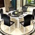 梵调 客厅现代简约钢化玻璃餐桌 小户型拉伸折叠圆餐桌椅组合餐台 609(黑色 一桌六椅B款椅子)第2张高清大图