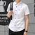 2016夏季男士短袖衬衫修身款商务休闲时尚正装韩版衬衣工装160(白色 M)第5张高清大图