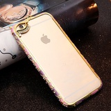 亿和源iPhone6s手机壳媚眼边天使之泪苹果5.5寸水钻金属边框保护壳(粉紫色6/6splus--5.5寸)