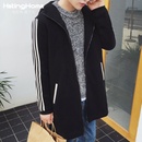hetinghome秋季新款韩版男士长袖连帽风衣时尚拼色小清新学生外套WY11(黑色 S)