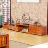 初林 实木电视柜 现代中式客厅家具伸缩电视柜S58(原木色 左拉伸)