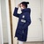 Mistletoe秋冬新款韩版棉衣女装羽绒棉服连帽修身加厚冬装外套B8936(蓝色 XL)