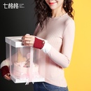 七格格 2016冬装新款 百搭袖口撞色拼接圆领竖条打底衫T恤 女M110(灰粉 L)