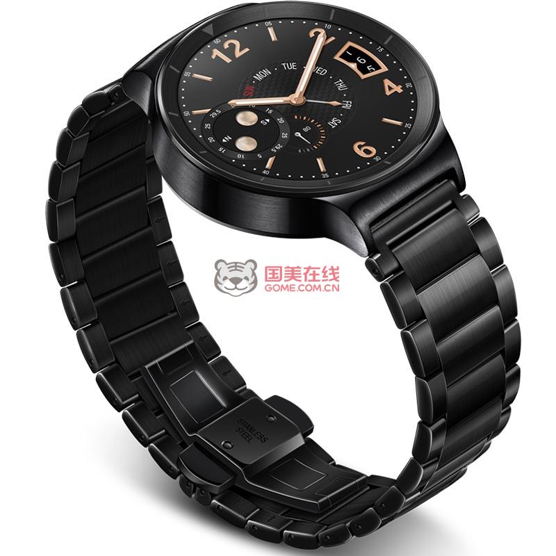 华为huawei watch 华为手表 动感系列(曜石黑)黑色不锈钢三株表带