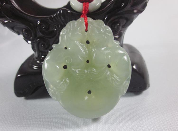 缘生记 岫玉双貔貅平安扣 吊坠 平安如意 两面雕刻(附送权威鉴定证