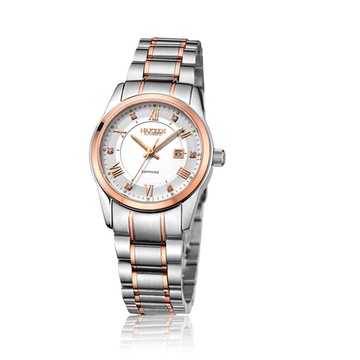 名古城nakzen日本名表女士钢带机械手表6014l间玫白面