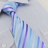 男士正装商务领带经典蓝紫条纹系列A10