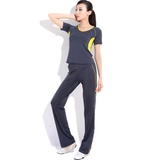 斯泊恩正品 瑜伽服 套装 新款 健身服 跳操服 女 韩版21513+22113(黄色+深铁灰 M)