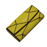 NAWO那沃 2013新款牛皮长款钱包女 欧美风几何图案拼接女士钱包伽玛(黄色)