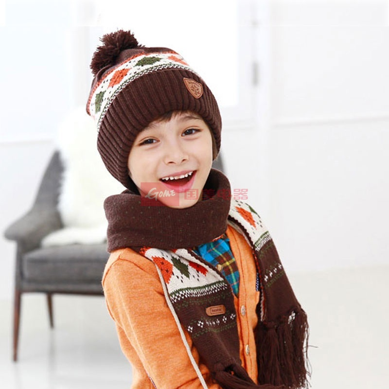 咖啡色图片】韩国kocotree小菱格帽子围巾两件套装(咖啡色)图片大全