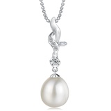 Lux-women-5A级天然淡水珍珠925银锆石吊坠-优雅附权威鉴定证书