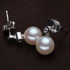 银生珍珠 6-7mm 正圆白色 天然淡水珍珠耳钉耳环正品【点点星光】