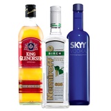 进口烈酒 美国蓝天伏特加/英国格兰森威士忌/乌克兰雷米诺桦树 3支洋酒组合