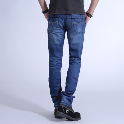 JSTFE新款英伦风修身休闲对称拼接时尚牛仔裤长裤(蓝色 30)