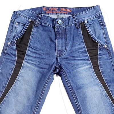 JSTFE新款英伦风修身休闲对称拼接时尚牛仔裤长裤(蓝色 30)