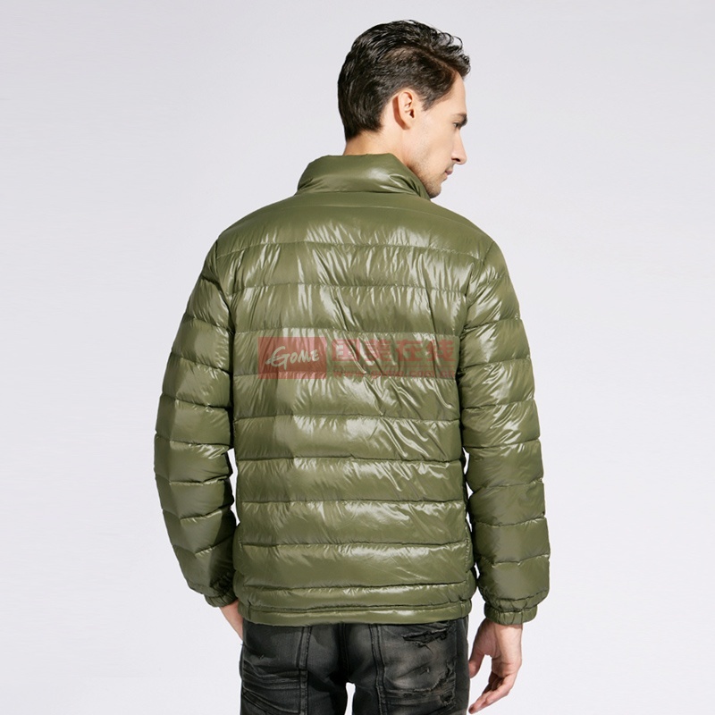 凯德申 2014新款男士立领秋羽绒 轻薄羽绒服保暖外套(军绿 170/92a(m)