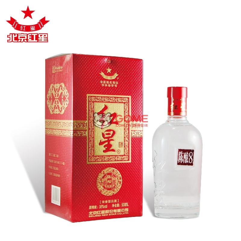 紅星白酒】紅星 8年陳釀 38度 濃香型 500ml *6瓶 箱裝【圖片 價格