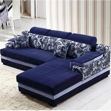 梦玛尼精品布艺沙发时尚现代客厅沙发中小户型专享实用经济(蓝色绒布