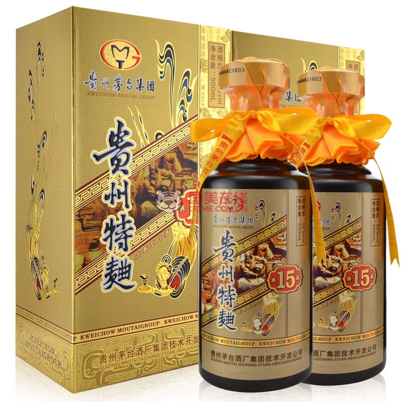 【贵州茅台白酒】贵州茅台集团 贵州特曲 典藏15年豪华黄飞天52度500
