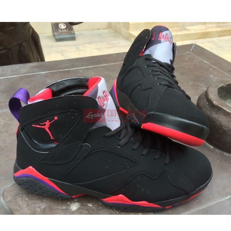 乔丹7代复刻篮球鞋情侣鞋乔7猛龙乔7彩蛋高帮黑金运动鞋(黑红 41)