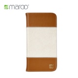 Maroo 真皮iPhone6 Plus 钱包夹 奶油焦糖色苹果6+保护套