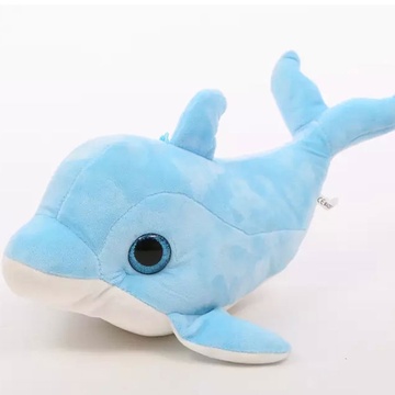 可爱大眼海豚毛绒公仔 海洋世界礼物 毛绒玩具 女生生日礼物玩偶(蓝色