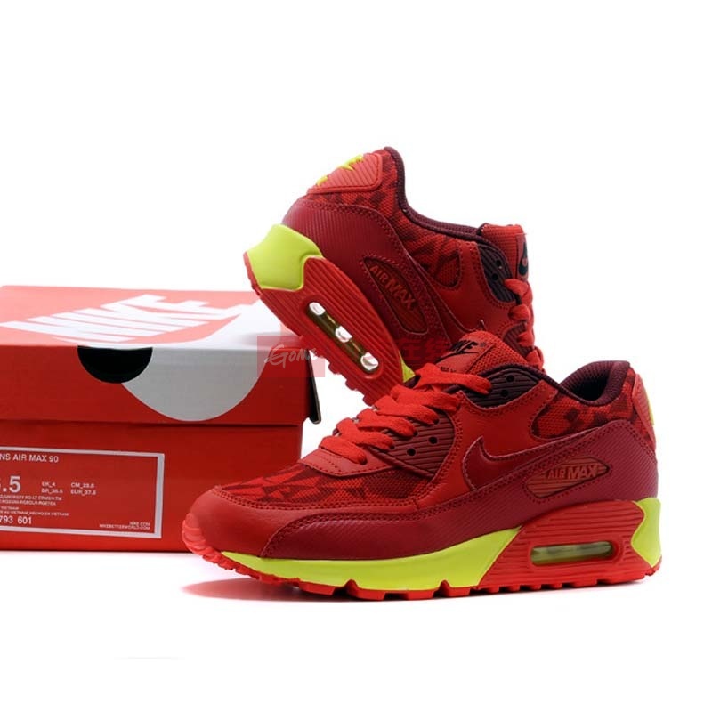 air max 90男女气垫跑 步鞋跑鞋休闲情侣鞋透气增高 大红(大红 36)