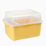 家英 带盖欧式沥水碗架餐具收纳盒-A241-6浅黄色（DA1117）