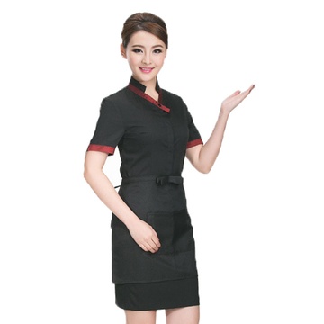 酒店工作服夏装女 西餐厅服务员工作服夏装 快餐饭店餐饮服装短袖套装
