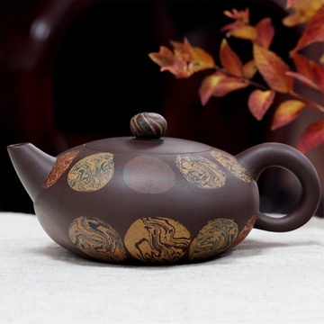 金珠壶宜兴茶具名家紫砂壶顾国强全手工通透绞泥