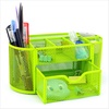 卡秀收纳-铁艺9格带大抽屉桌面整理盒/组合文具架（绿色）（ED4101） 