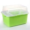家英 带盖欧式沥水碗架餐具收纳盒-A241-5浅绿色（DA1119）