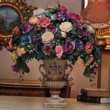 英伦欧堡 欧式客厅仿真花艺装饰品 大号奢华落地花瓶插花套装
