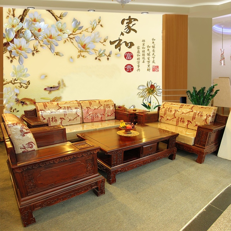 红木家具123红木沙发五件套软体实木沙发客厅组合非洲酸枝木
