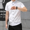 2016夏季男士短袖衬衫修身款商务休闲时尚正装韩版衬衣工装160(白色 M)