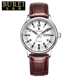 瑞士BUREI宝梭表 格列佛系列 全自动机械表男士手表超薄手表5006(棕色皮带白面 男款)