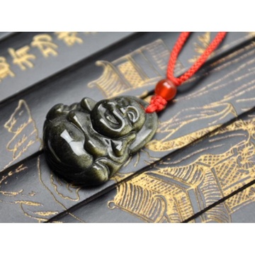 悦人(joyu)00348天然金曜石佛公吊坠